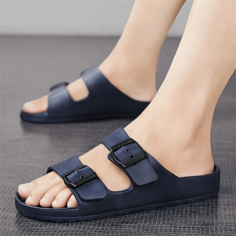 Shock-Absorbing Slippers with Buckles