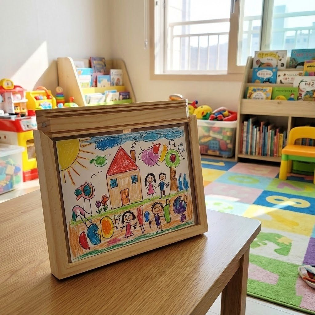 SKETCHBOX – Display frame in wood look with built-in storage space