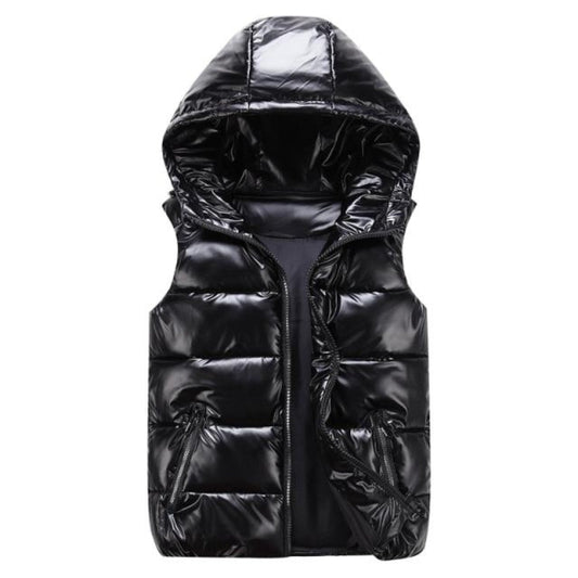 Sleeveless Hooded Jacket with Zipper