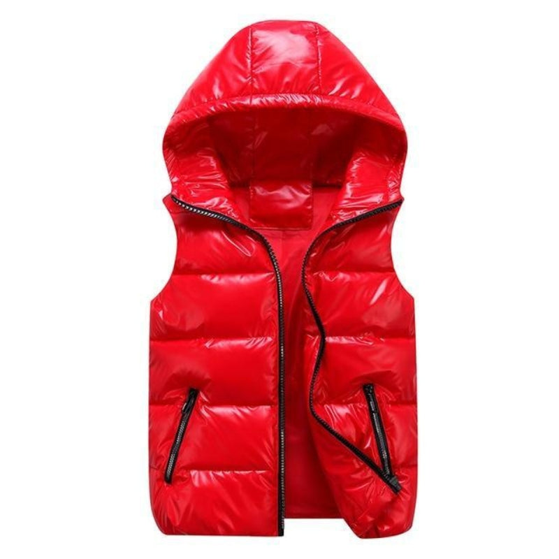 Sleeveless Hooded Jacket with Zipper