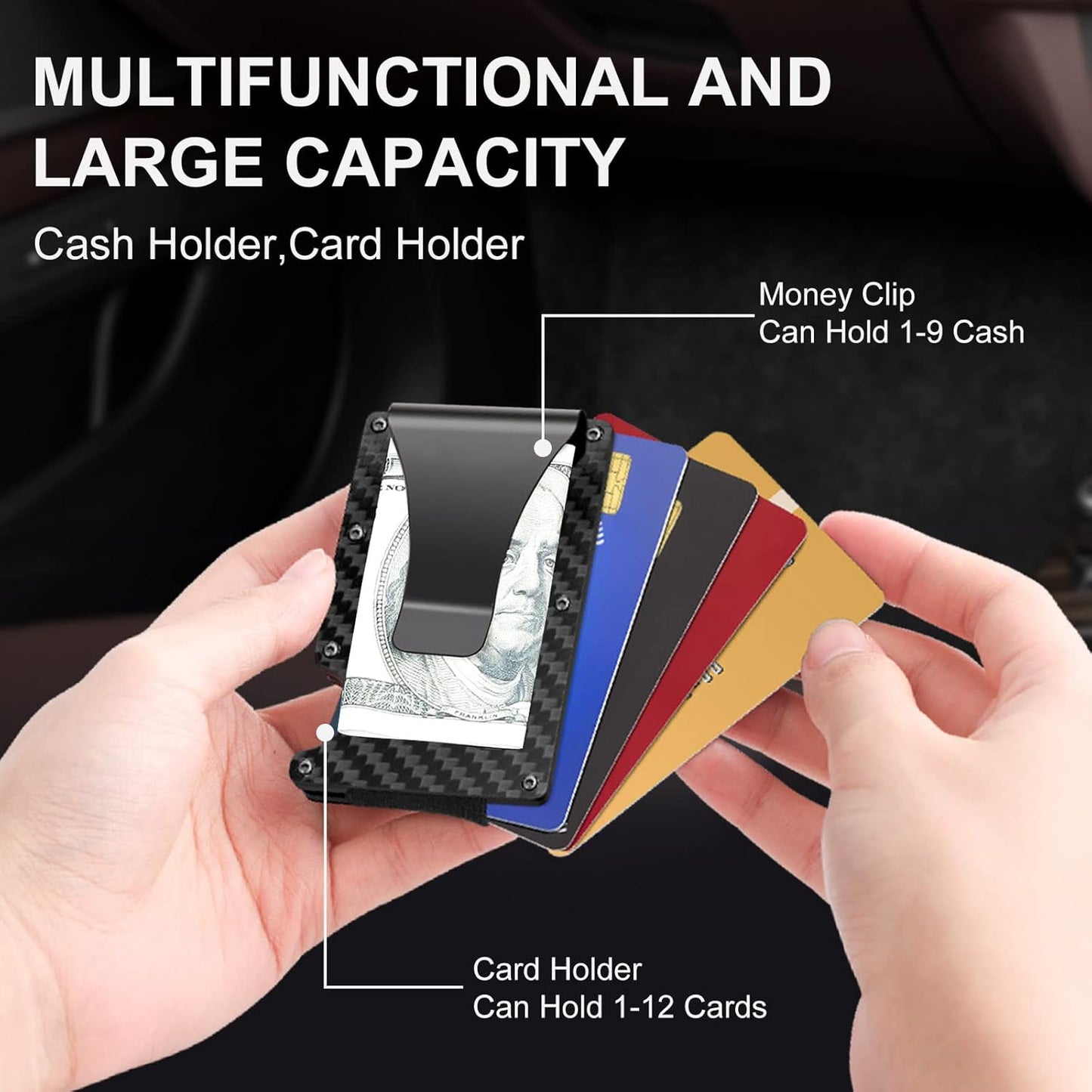 Slim RFID-Blocking Wallet made of Carbon Fiber with Money Clip - CarbonVault