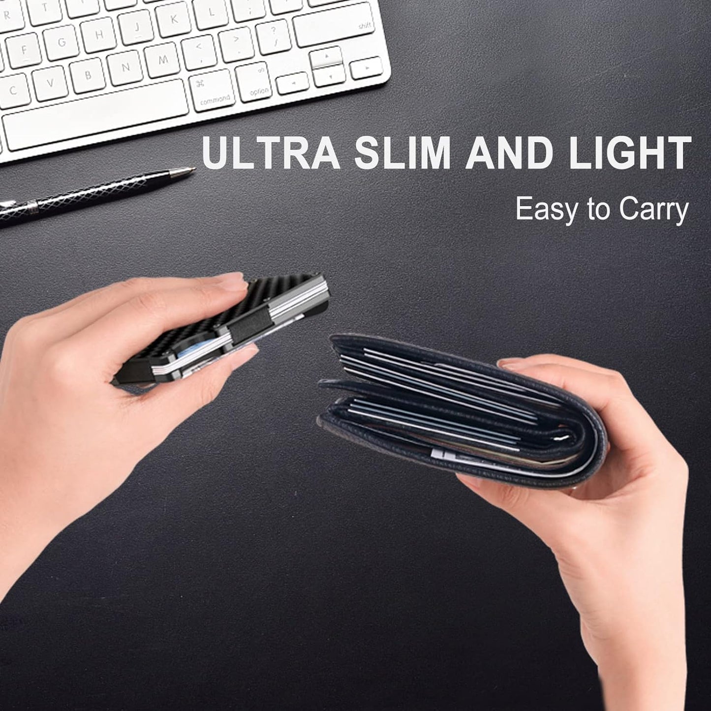 Slim RFID-Blocking Wallet made of Carbon Fiber with Money Clip - CarbonVault
