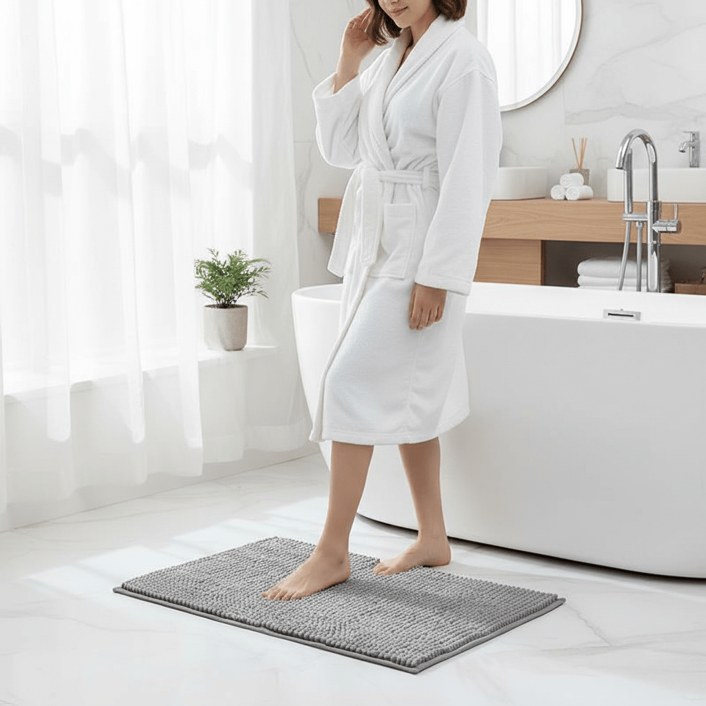 SOFTDRY COMFORT – Chenille Bath Mat with Non-Slip Backing