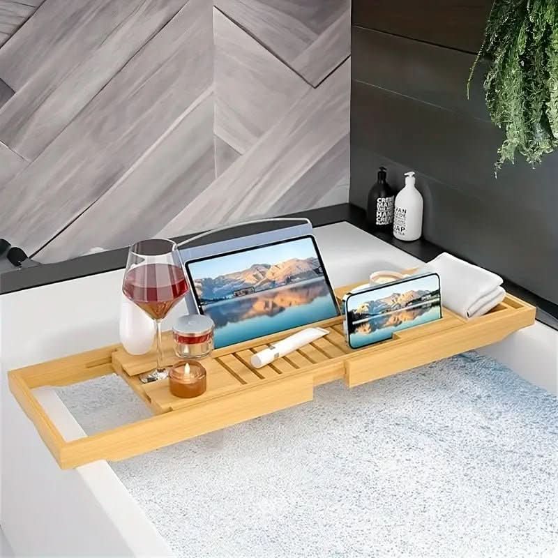 SOLAVERA – Luxurious Extendable Bamboo Bathtub Tray