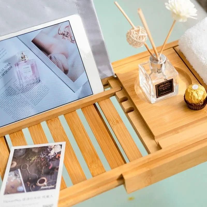 SOLAVERA – Luxurious Extendable Bamboo Bathtub Tray