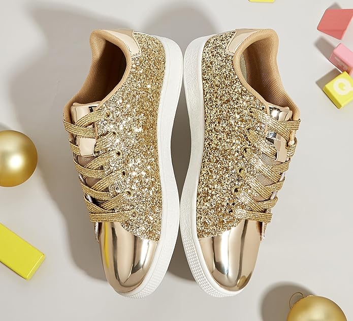 Sparkling Lace-Up Fashion Ladies Sneakers - Xenia