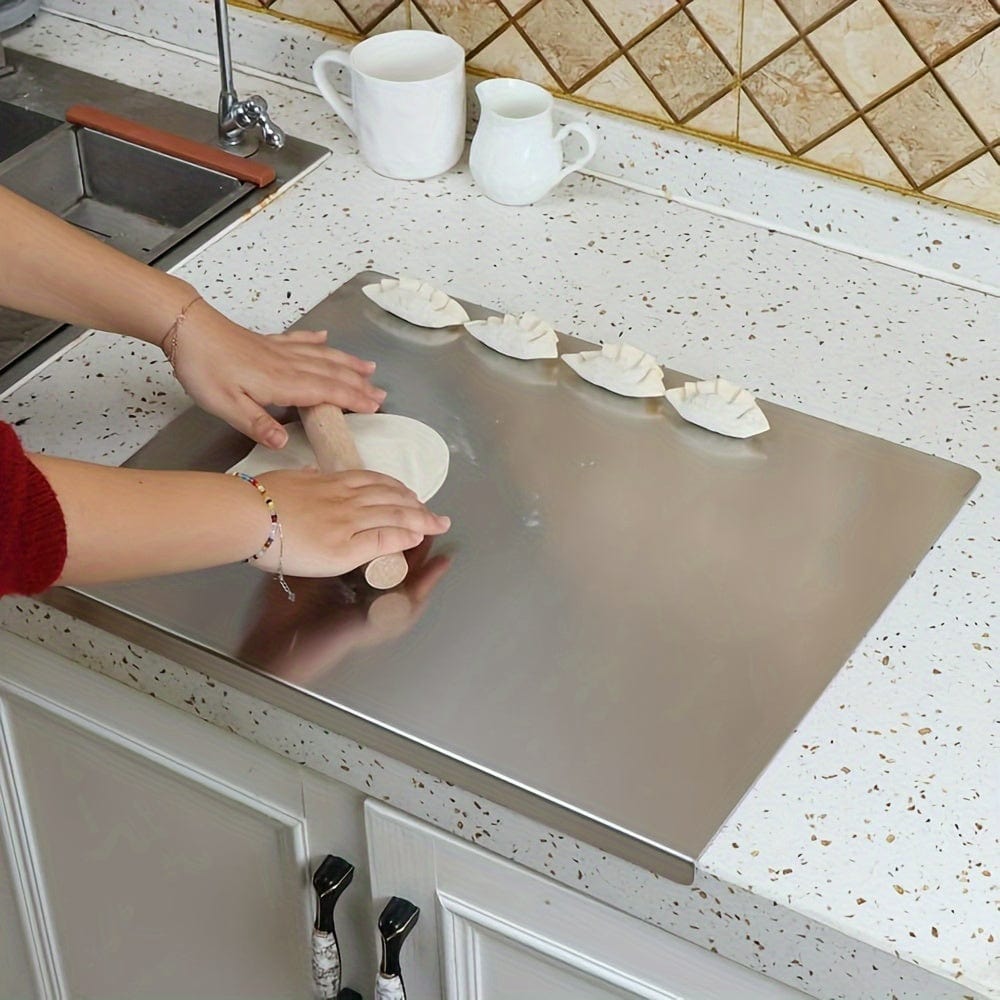 Stainless Steel Cutting Board - Non-Slip with Protective Edge