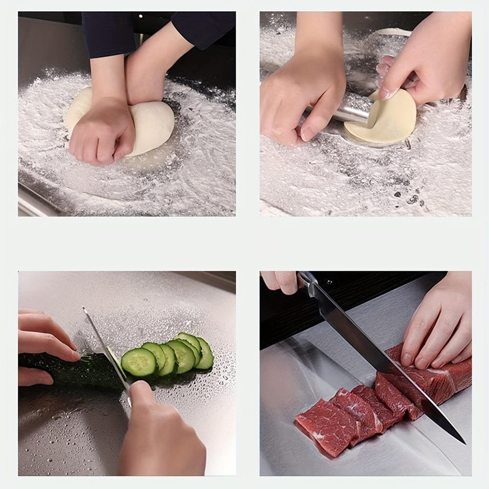 Stainless Steel Cutting Board - Non-Slip with Protective Edge