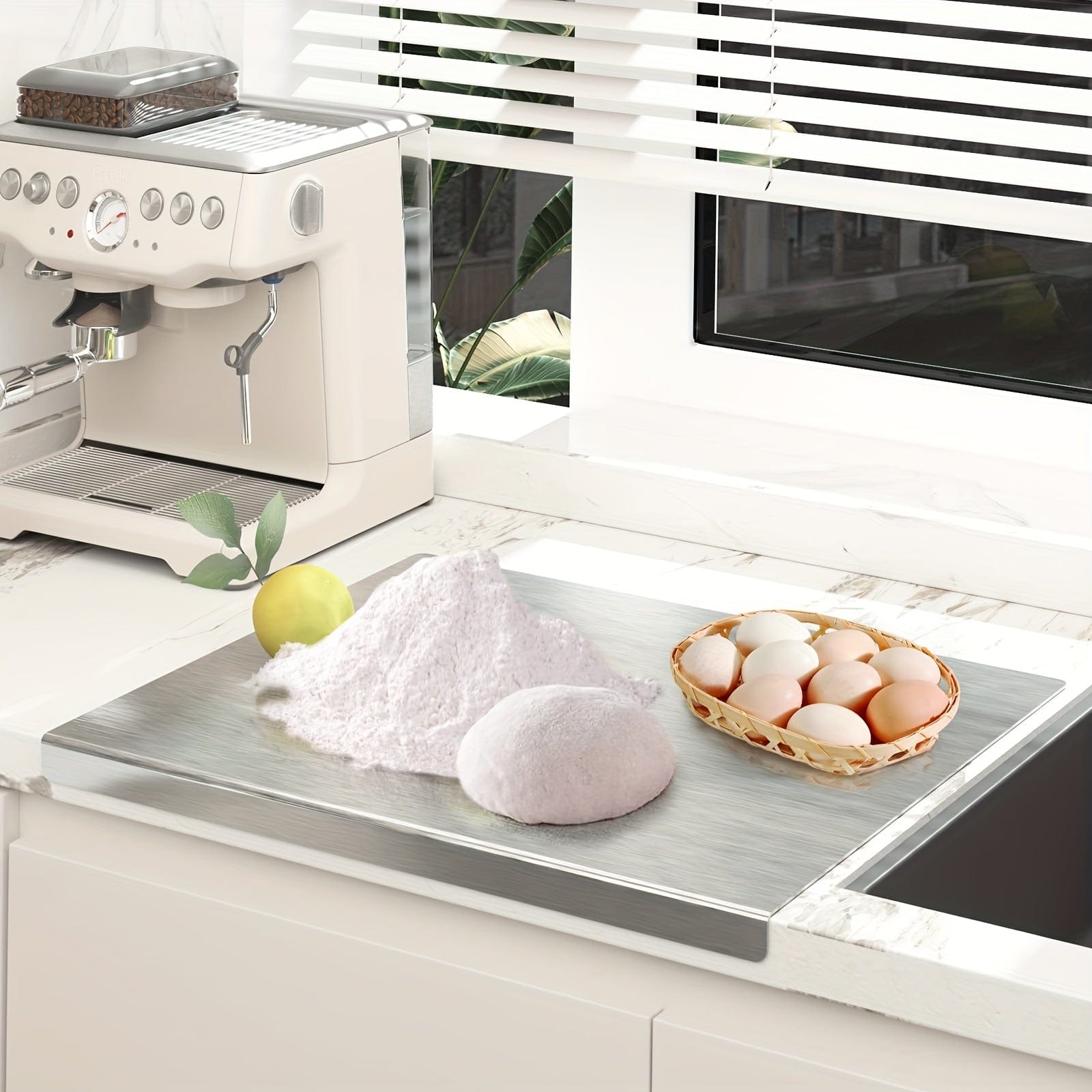 Stainless Steel Cutting Board - Non-Slip with Protective Edge