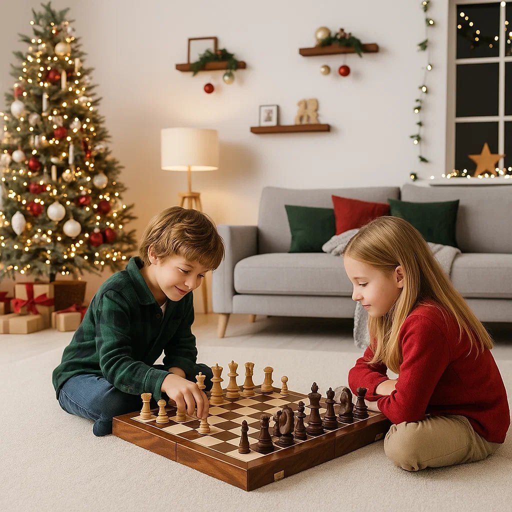 STRATEGIQON – Premium chess set made of wood with classic, foldable walnut wood board