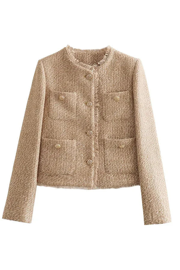 Structured Short Women's Jacket with Fancy Buttons