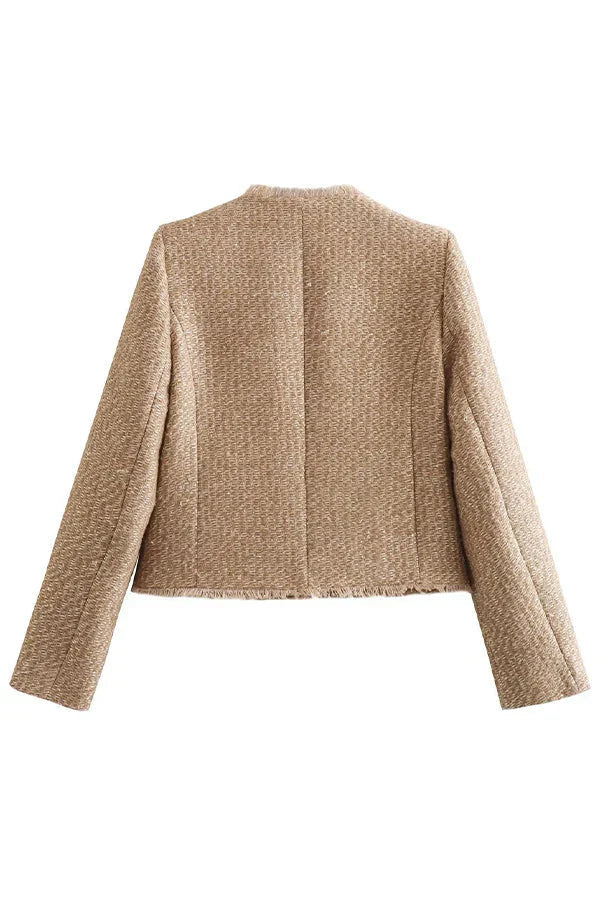 Structured Short Women's Jacket with Fancy Buttons