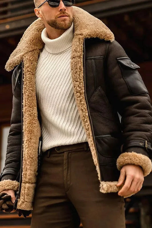 Stylish Camel Leather Jacket for Men - Winter Special