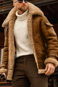 Veste en Cuir Camel Stylée pour Homme - Spécial Hiver