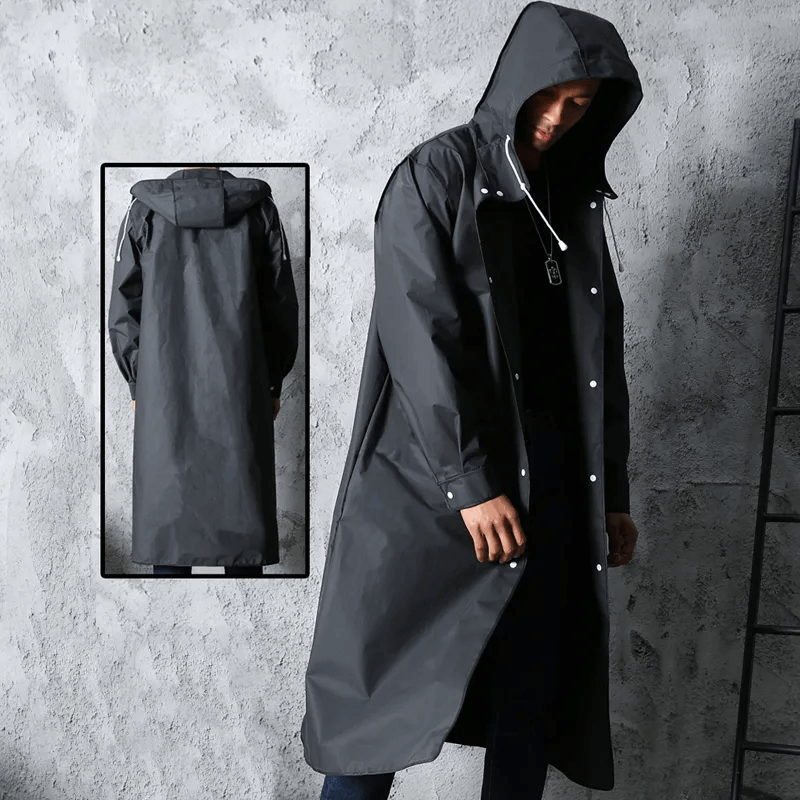 Stylish Long Black Raincoat