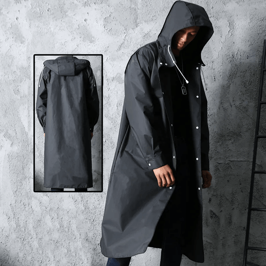 Stylish Long Black Raincoat