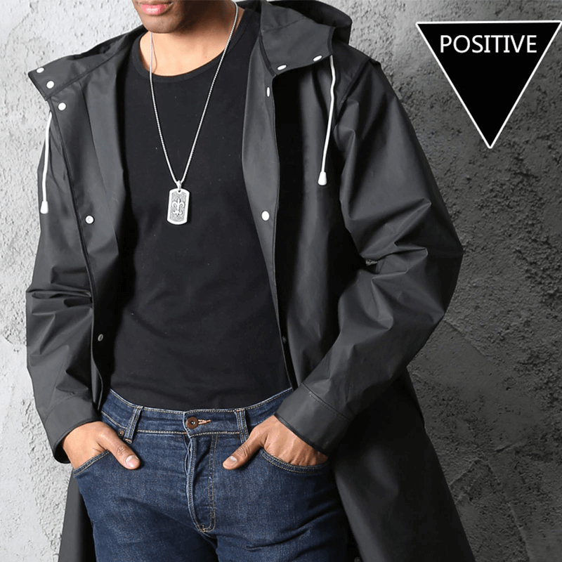 Stylish Long Black Raincoat
