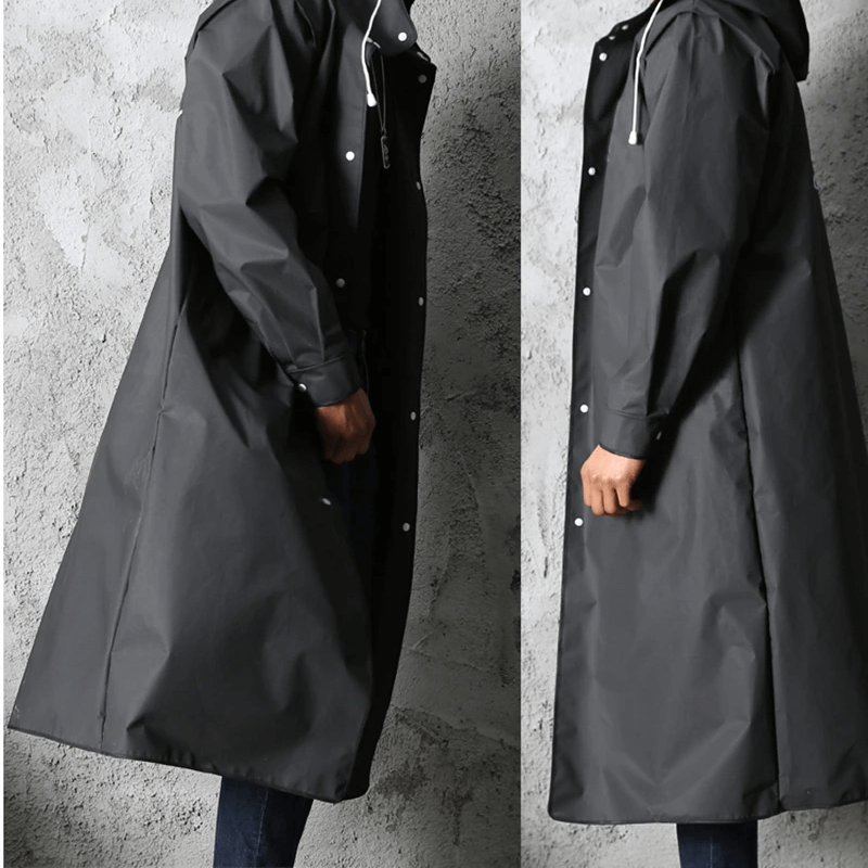 Stylish Long Black Raincoat