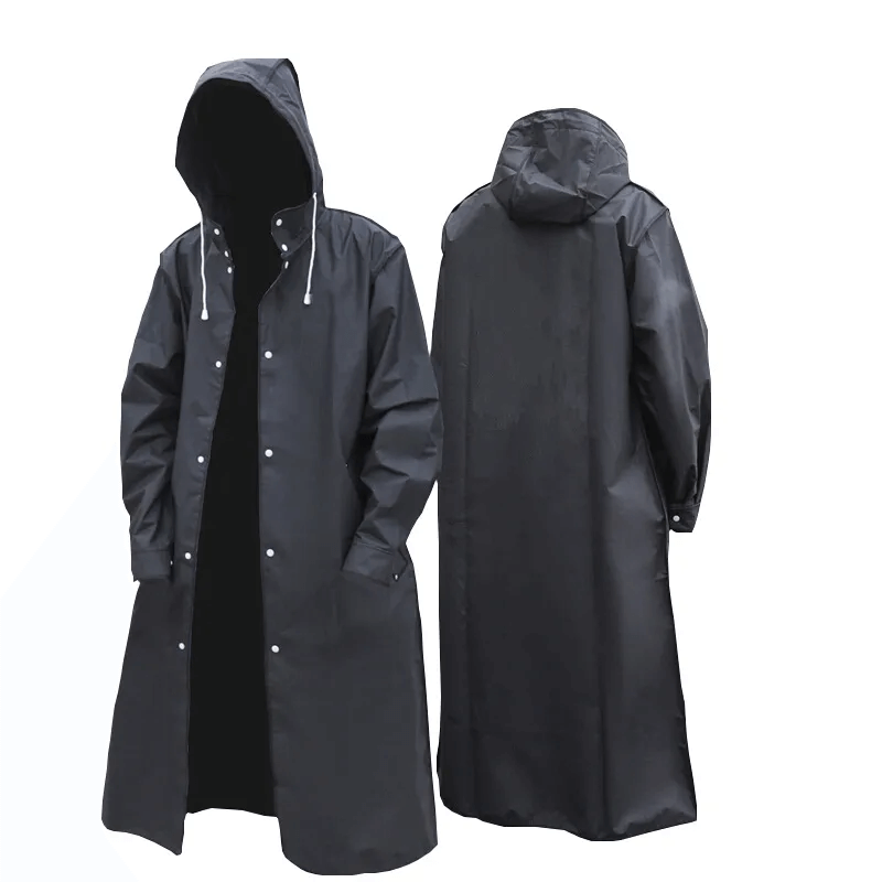 Stylish Long Black Raincoat