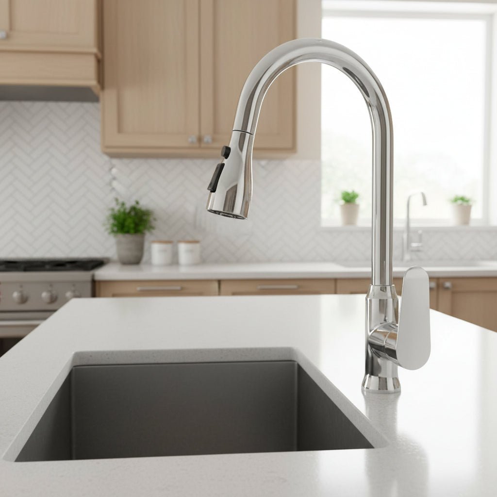 SWIVELUX – Elegant kitchen faucet with pull-out function and 360° rotation
