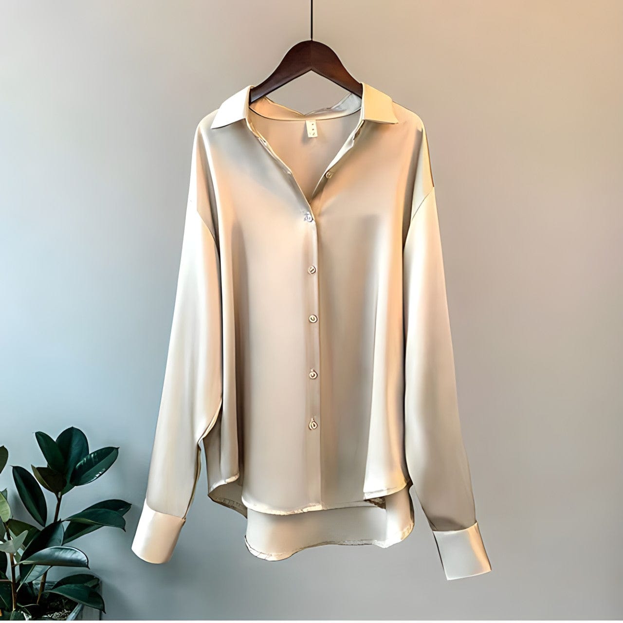 Tessa - Versatile Silk Top Luxurious Satin, Long Sleeves