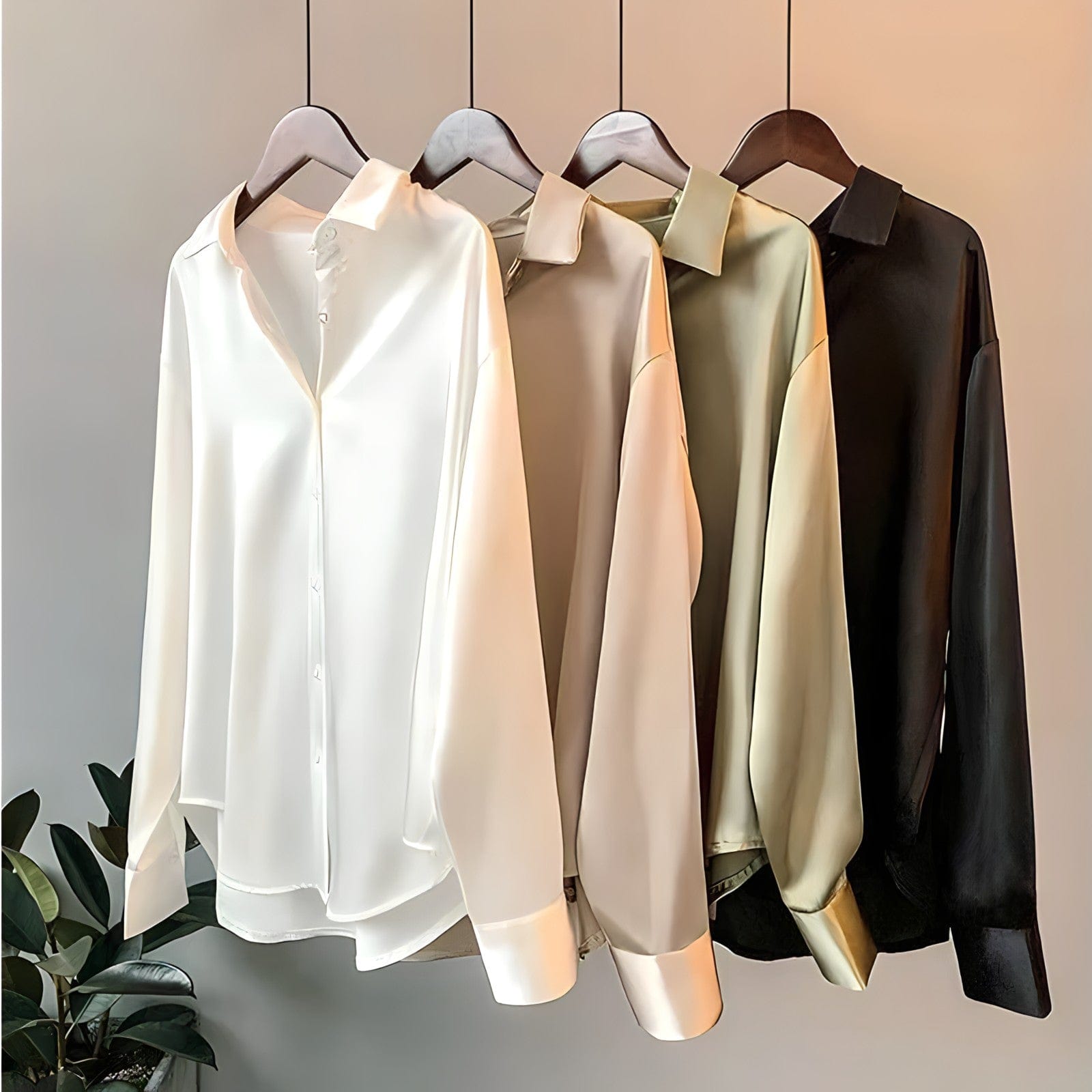 Tessa - Versatile Silk Top Luxurious Satin, Long Sleeves