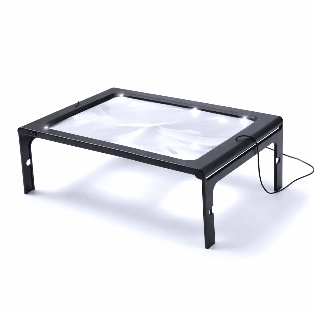 TEXTDESK – Foldable 3x Table Magnifier with LED Lighting for Hands-Free Reading