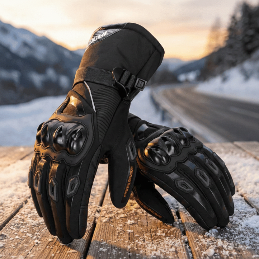THERMOGRIP Moto Gloves - Waterproof winter motorbike gloves with 3-layer insulation & carbon fiber protection