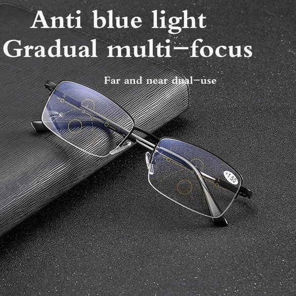 Titanium Progressive Distance and Near Vision Dual-Use Reading Glasses