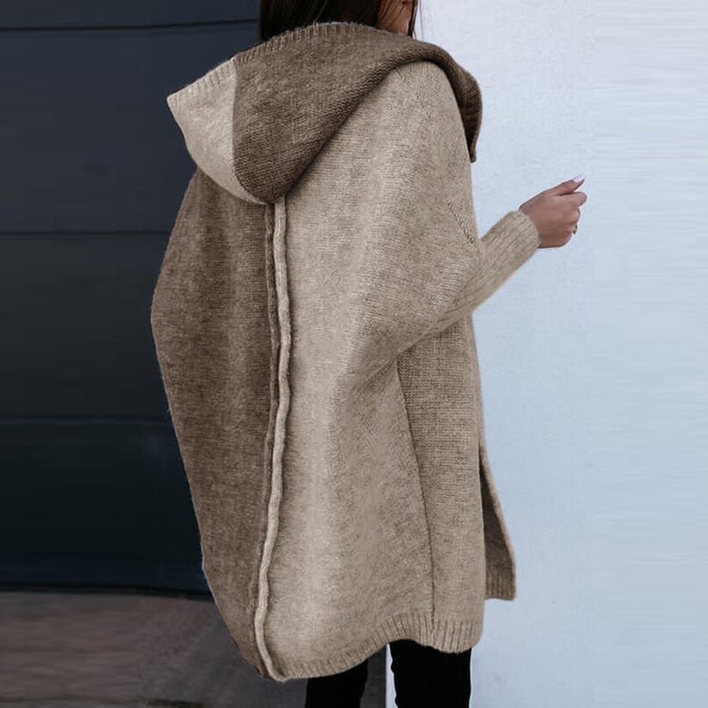 VELOVIT - Patchwork Casual Sweater with Hood Cardigan