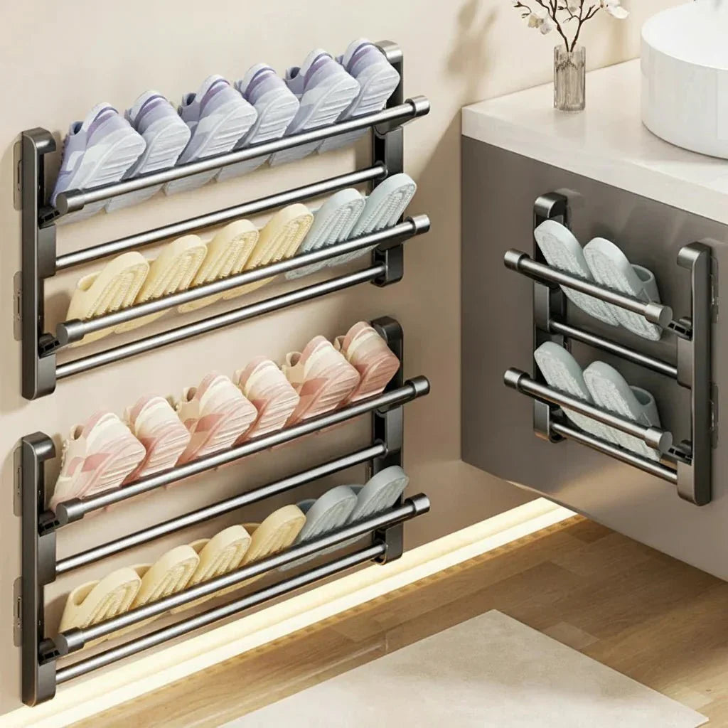 WALL ORGANIZER – Wall-mounted shoe rack with drainage for space-saving storage