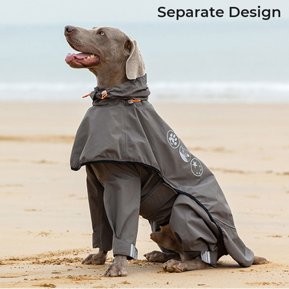 Waterproof Dog Raincoat with Four Legs and Reflective Pattern Hood