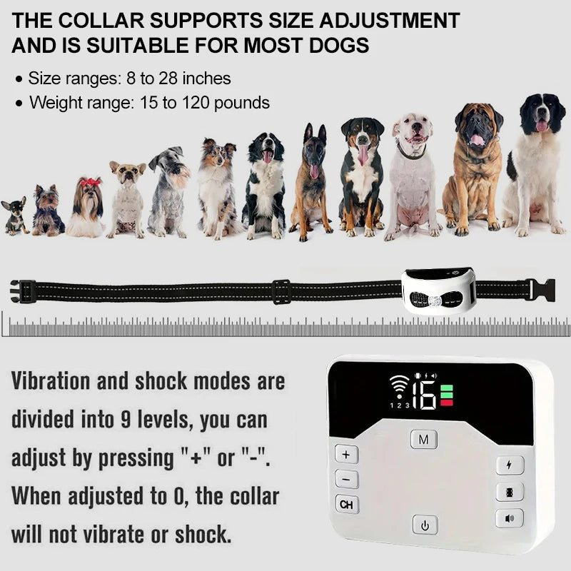 Wireless Fence & Training Collar 2-in-1 - Waterproof & Rechargeable