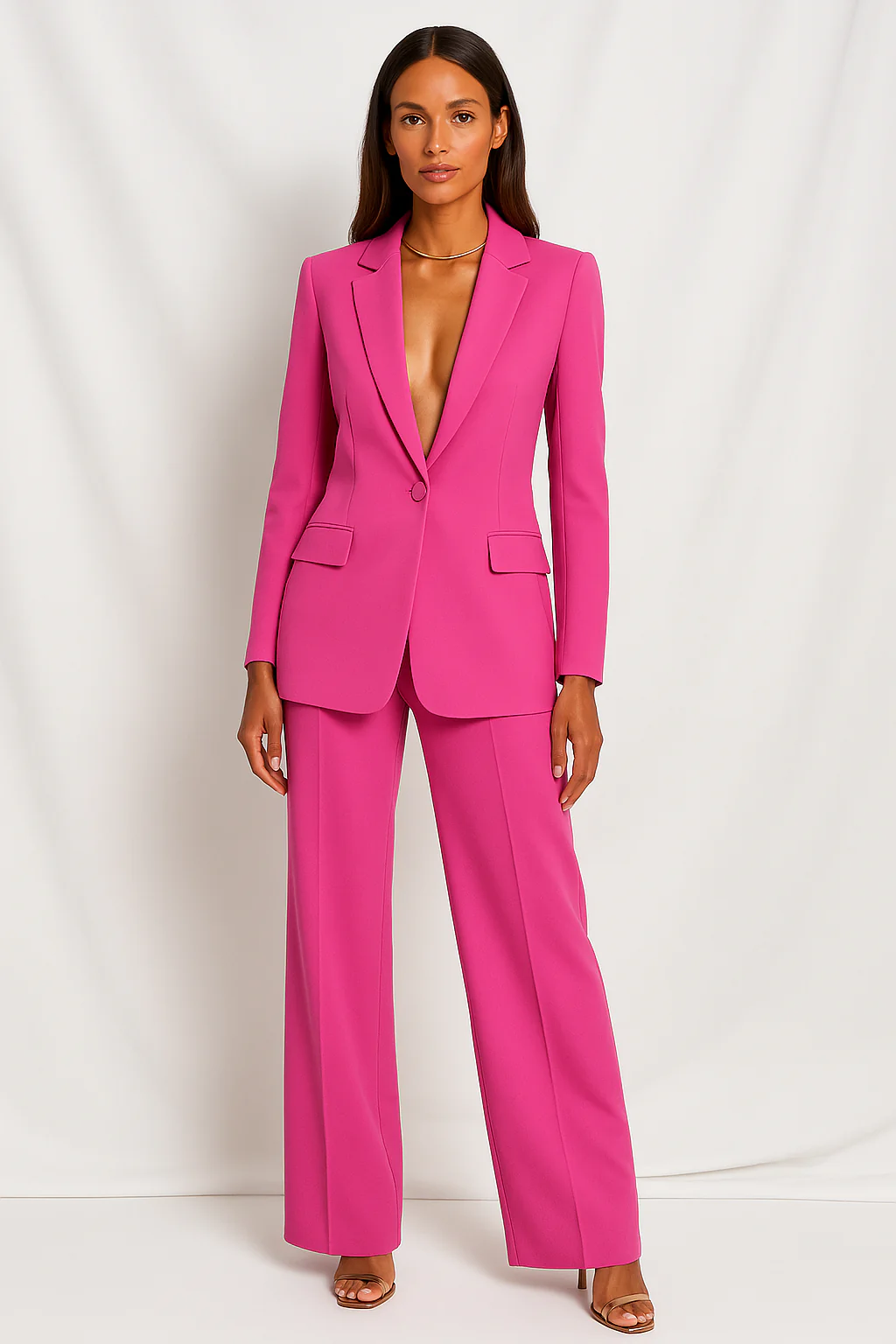 Women's Autumn Suit Set - Blazer and Straight Trousers