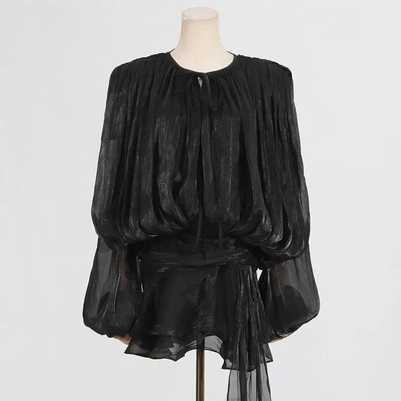 Women's Casual Cut Mini Dress with Flowing Sleeves
