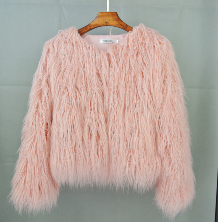 Women's Faux Fur Coat with Long Sleeves
