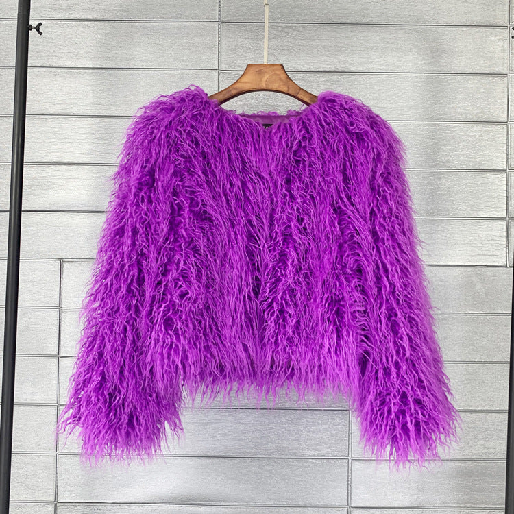 Women's Faux Fur Coat with Long Sleeves
