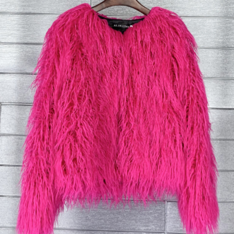 Women's Faux Fur Coat with Long Sleeves