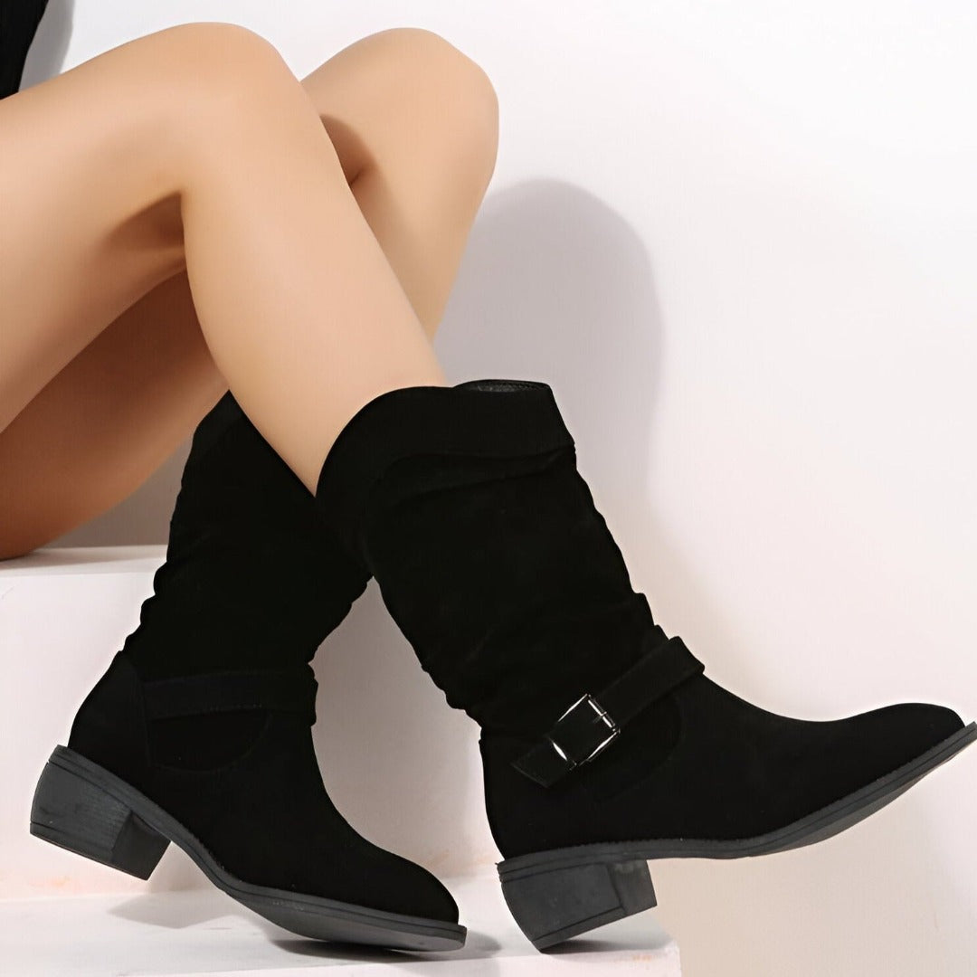 Women's Faux Suede Boots with Plush & Comfort | Olvoria Fashion
