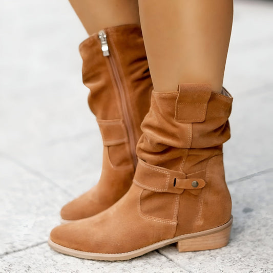 Women's Faux Suede Boots with Plush & Comfort | Olvoria Fashion