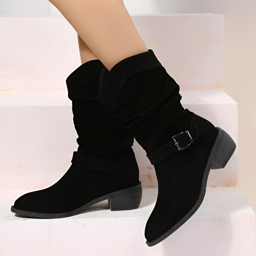 Women's Faux Suede Boots with Plush & Comfort | Olvoria Fashion