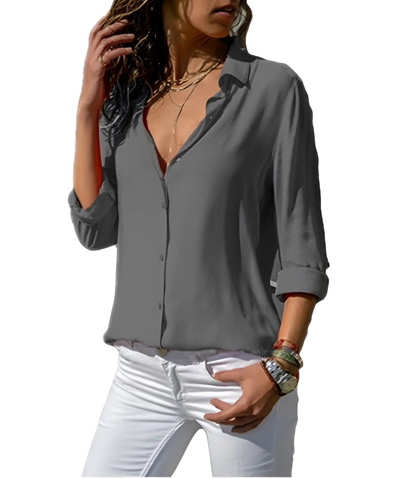 Women's Long-Sleeved Silk Blouse - Autumn Collection