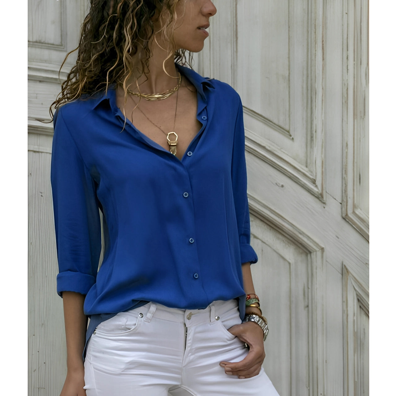 Women's Long-Sleeved Silk Blouse - Autumn Collection