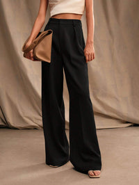 Pantalon large taille haute plissé pour femmes pour un look professionnel
