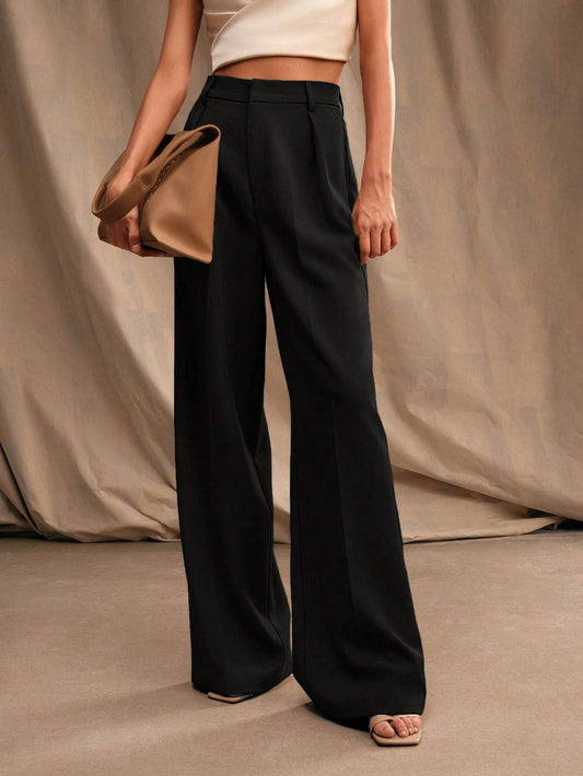 Women's Wide-Leg Trousers with High-Waist Pleats for a Professional Look