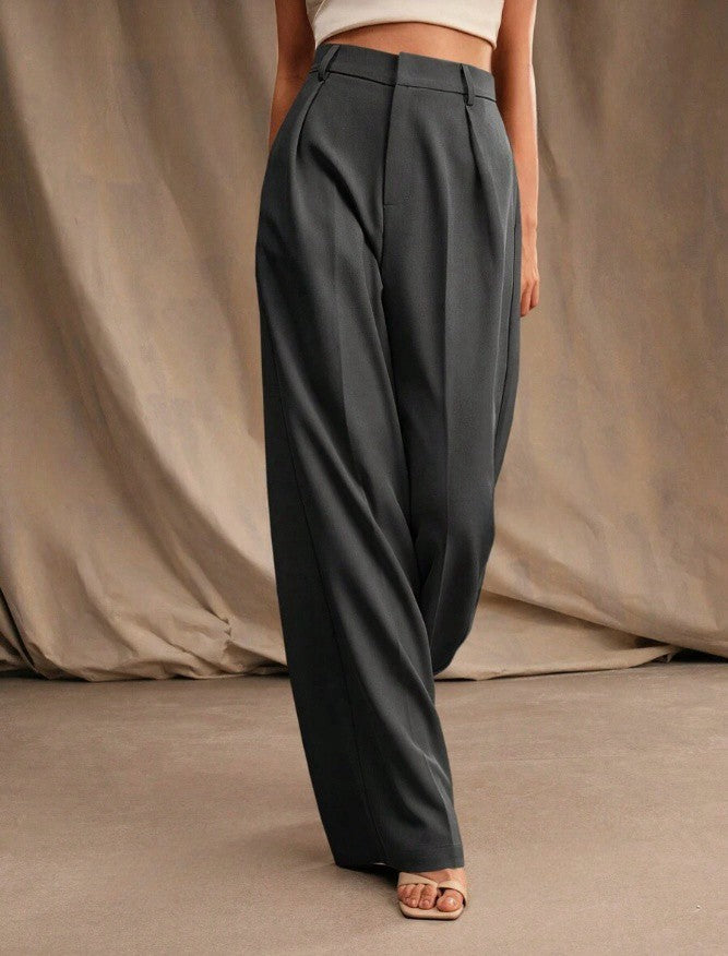 Women's Wide-Leg Trousers with High-Waist Pleats for a Professional Look