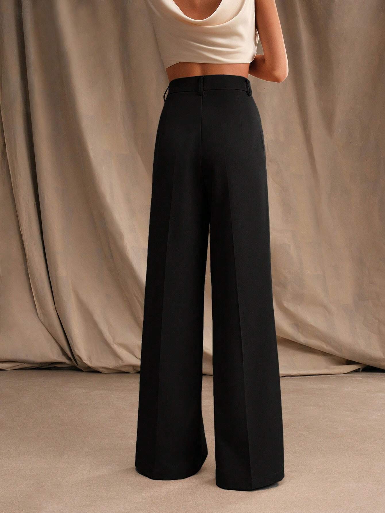 Women's Wide-Leg Trousers with High-Waist Pleats for a Professional Look