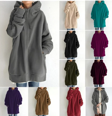 Women's Zip-Up Hoodie for Autumn/Winter