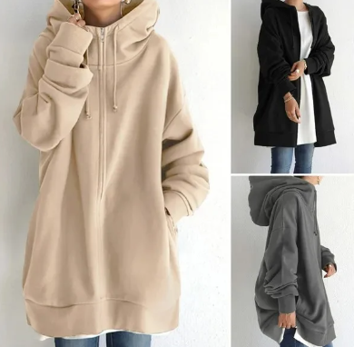 Women's Zip-Up Hoodie for Autumn/Winter