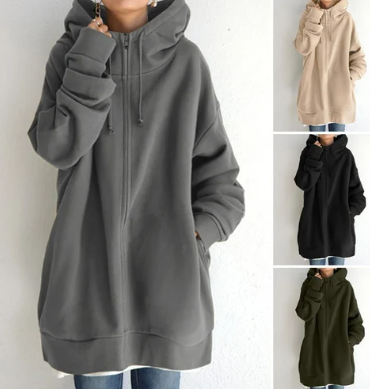 Women's Zip-Up Hoodie for Autumn/Winter